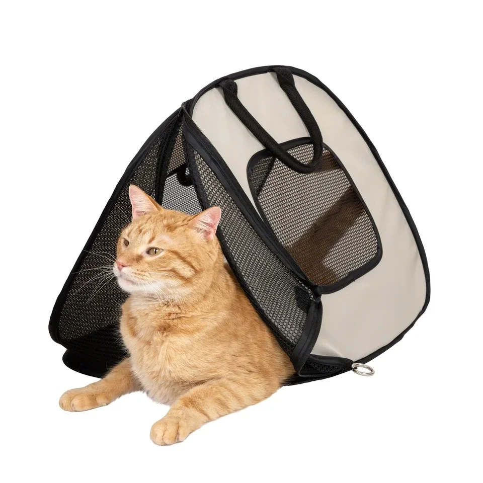 Portable Lightweight Cat Travel Carrier with Mesh Panels