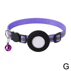 Reflective Cat Collar with Airtag GPS Protective Case and Bell (PURPLE)