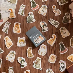 Kawaii Cat and Dog Daily Life Sticker Set - 45 Pcs Cute Mini Paper Box for Scrapbooking and Journaling (K)