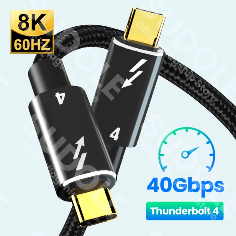 Thunderbolt 4/3 Cable USB4.0 40Gbps USB C to Type C PD 100W 5A 8K@60Hz Fast Charging Data Transfer USB-C Cable for Macbook Pro