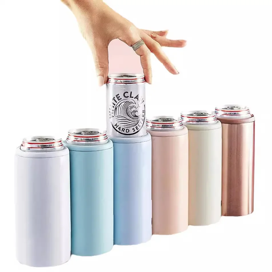 Double Walled Can Cooler 12oz Can Cooler Universal Stainless Steel Insulated Mug Lightweight Efficient Beverages Can Cooler For Home Outdoor