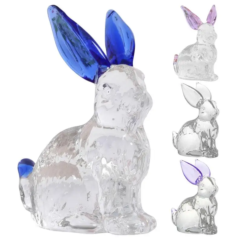 

Crystal Rabbit Statue Blue Pinks Ears Rabbit Crafts Zodiac Animal Crystal Rabbit Spring Mascot Easter Bunny Crystal Figurine