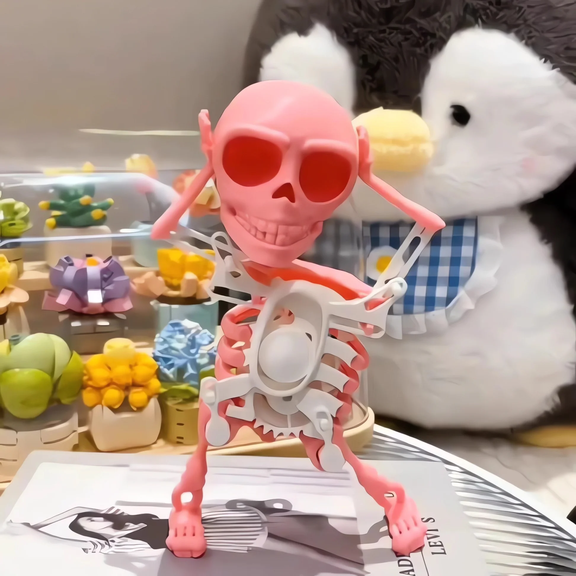 변신로봇 Fun Mini Skull Shapeshift Robot Figures: 3D Printed Dancing Skeleton Toys for Kids’ Game Gifts and Spooky Decorations