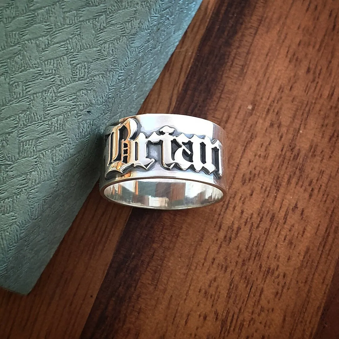 12MM Men' Gothic Rings Personalized Old English Hip-hop Name Ring Customized Couple Wedding Rings Stainless Steel Jewelry Gift 2