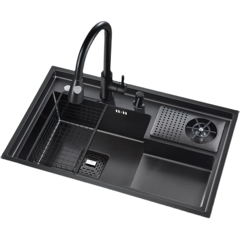 

72x45cm Nano kitchen 304 stainless steel cup washer sink single-slot stepped vegetable basin coffee shop island water bar