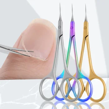 Manicure Curved Tip Scissor Stainless Steel Cuticle Scissors Dead Skin Remover For Nails Art Clippers Russian Nail Scissors