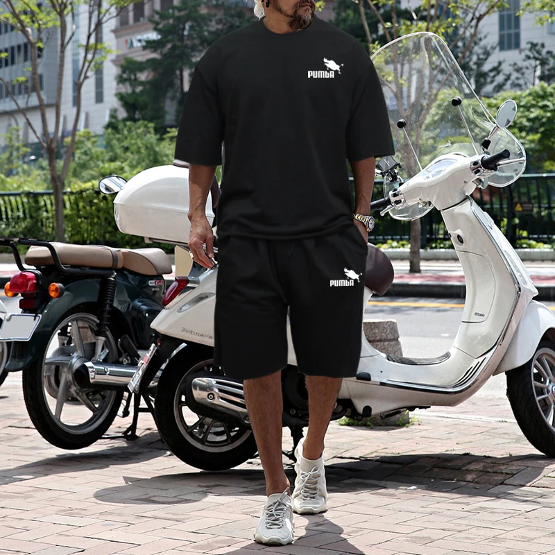 2024 Summer New Men's Clothing Japanese Loose And Lazy Large Size Short-sleeved T-shirt Shorts Two-piece Casual Men's Wear
