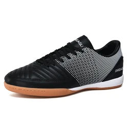 Professional Men's Indoor Soccer Cleats - Anti - Skid Futsal and Football Boots - 45 (Black White)