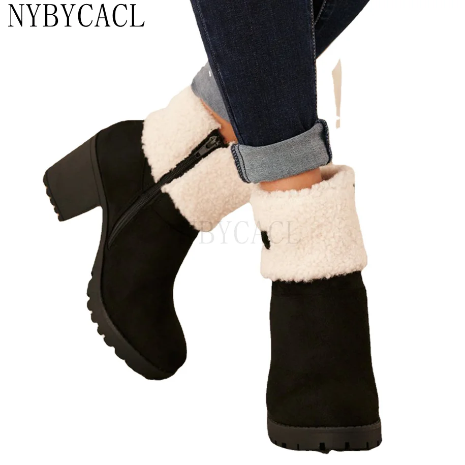 Round Toe Booties Winter Women Leopard Ankle Boots Lace Up Footwear Platform High Heels Wedges Shoes Woman Bota Feminina New 43