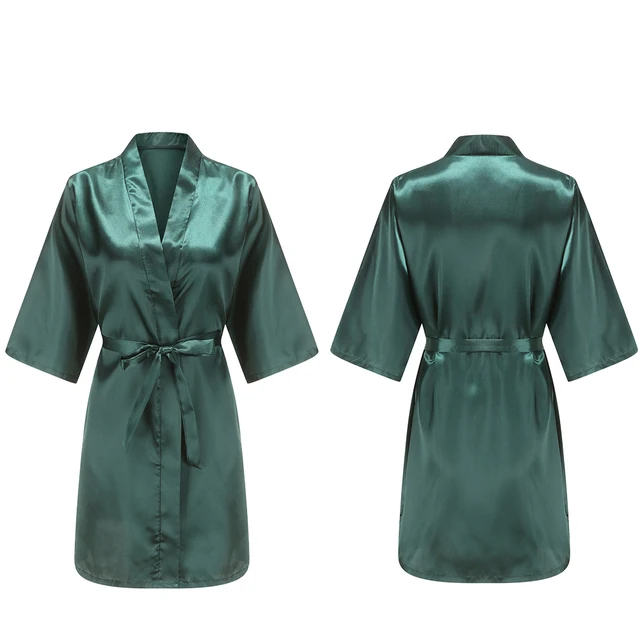 Robes courtes et soyeuses pour femmes, en Satin, pour demoiselle d'honneur, fête de mariée, vêtements de nuit