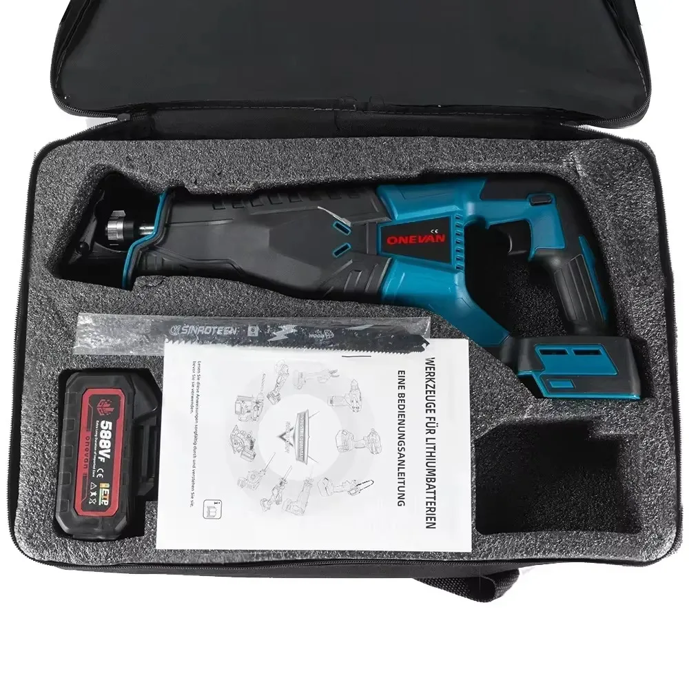3000W Cordless Reciprocating Saw Electric Saber Saw Metal Wood Pipe Cutting with 4 Blades Kit For Makita 18v Battery Pin electric saw reciprocating saw