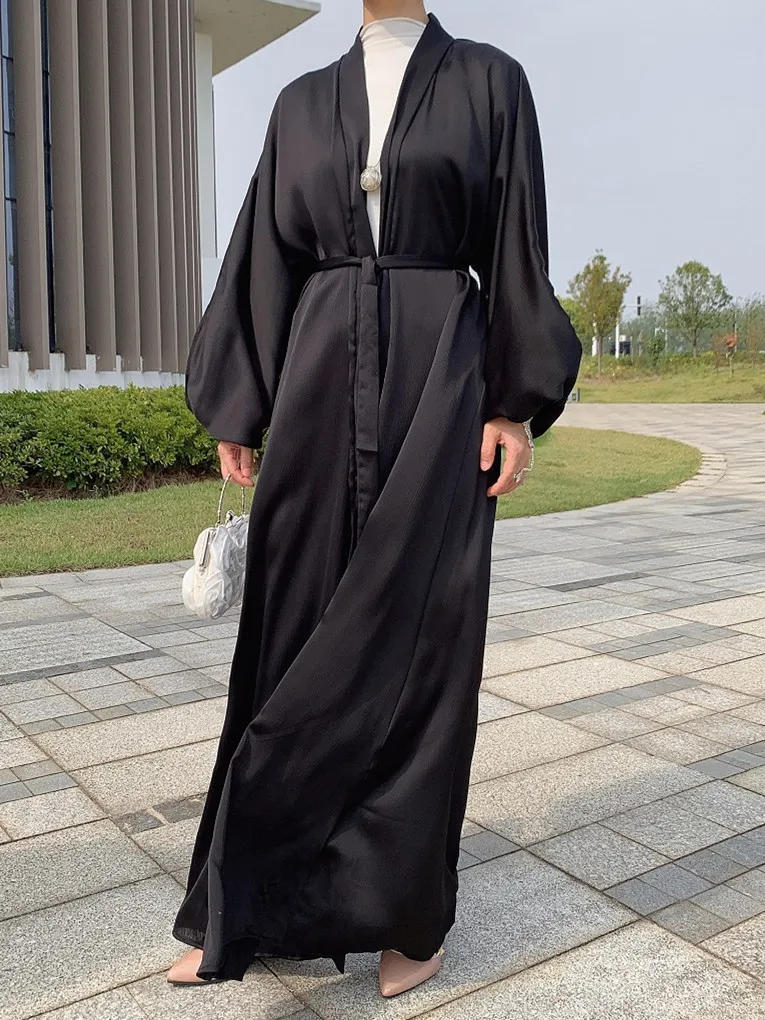 Ramadan Eid Elastic Cuff sleeve Muslim Robes Musulmane Abaya Kimono Cardigan Muslim Dress Arab Worship Service Clothing Wy578w