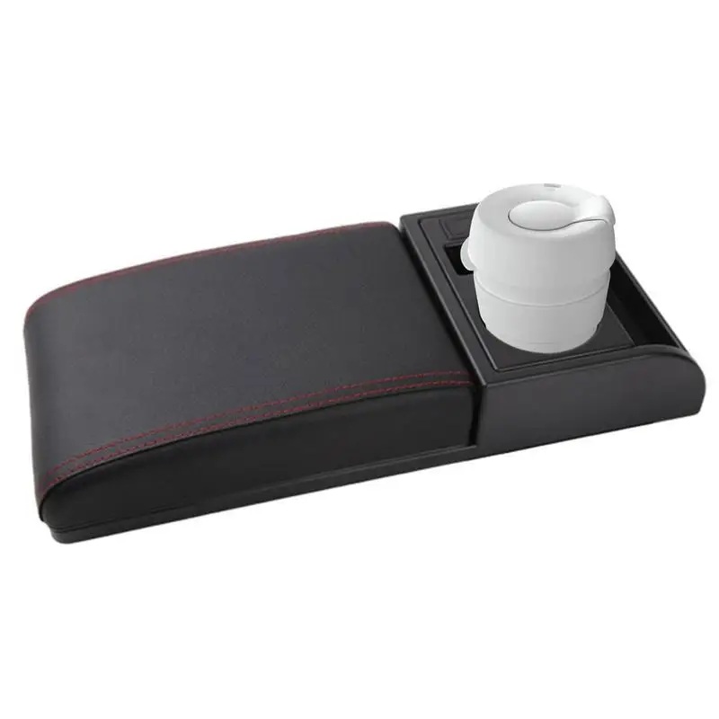 

Car Armrest Cushion Armrest Center Console Organizer With Cup Holder PU Leather Auto Armrest Cover Fit For Most Car Models