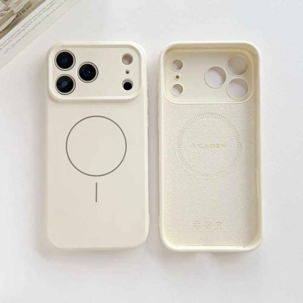 Soft Liquid Silicone Magnetic Phone Case with Shockproof Lens Protection and Magsafe Compatibility