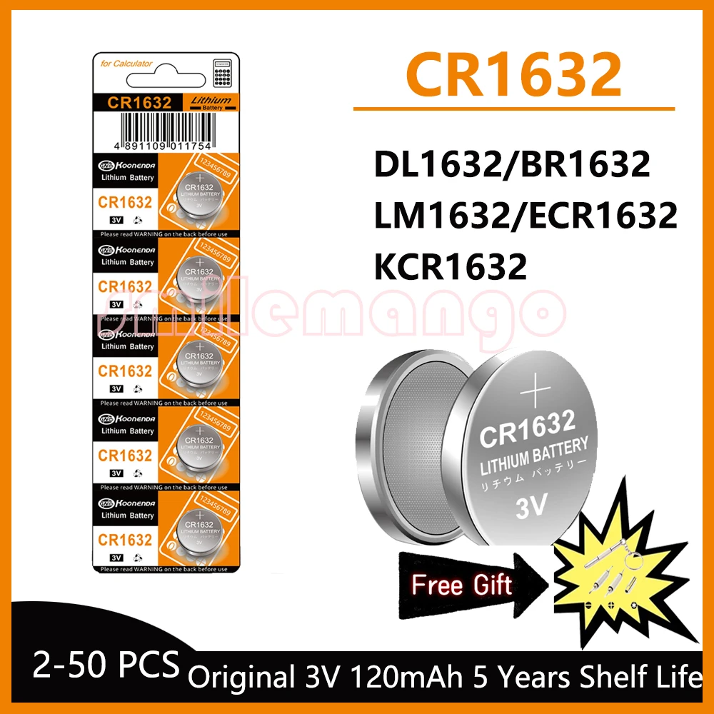 New-3V-120mAh-CR1632-Coin-Cells-Batteries-CR-1632-DL1632-BR1632-LM1632 ...