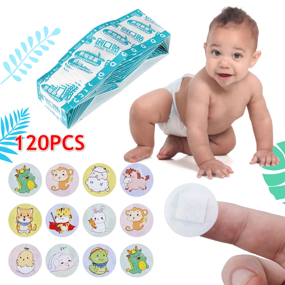 Hemoton 120-Pack Cartoon Bandages - Round Waterproof Spot Bandages For Kids & Adults