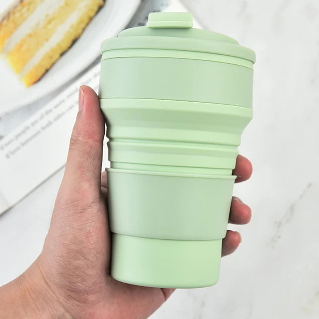 Silicone Folding Travel Cup with Lid – Collapsible Mug for Coffee and Water