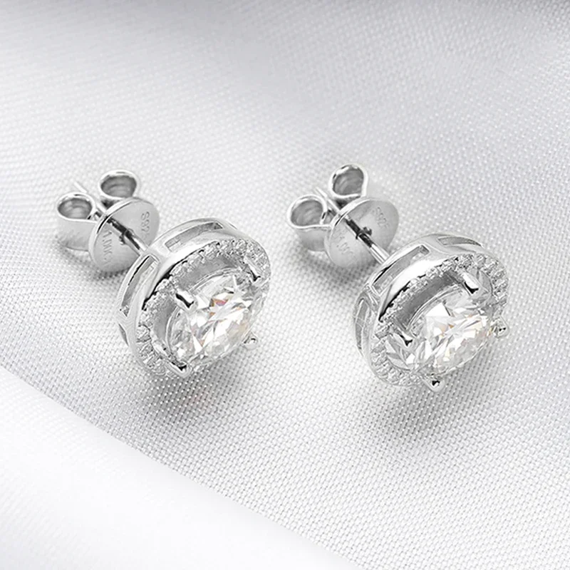 

DRring 2CT Certified Moissanite Stud Earrings for Women Platinum Plating Sterling Silver Diamond Ear Studs Wedding Fine Jewelry