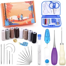 

KAOBUY Leather Sewing Kit Awl Hand Stitching Waxed Thread Hand Sewing Leather Craft Stitching Shoemaker Canvas Repair Tool