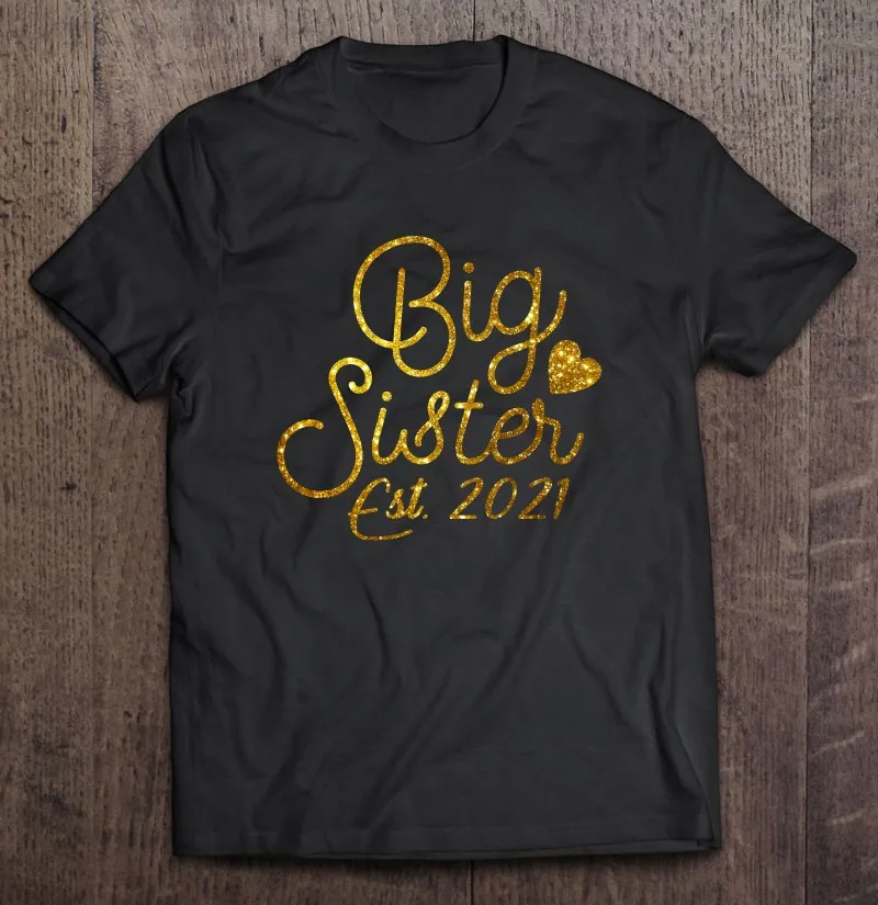 Футболка мужская Мерцающая с надписью Big Sister Est 2021 рубашка в Корейском стиле