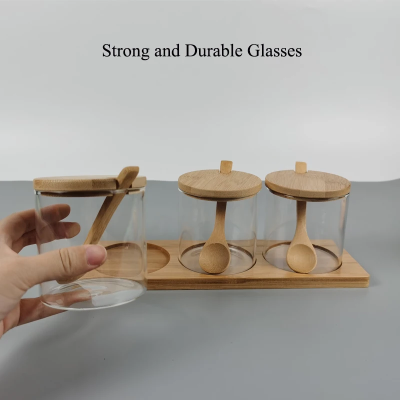 Glass Storage Jars 3 PCS Set For Candy Cookies Tea Coffee Beans Spices Food Cereal Snack