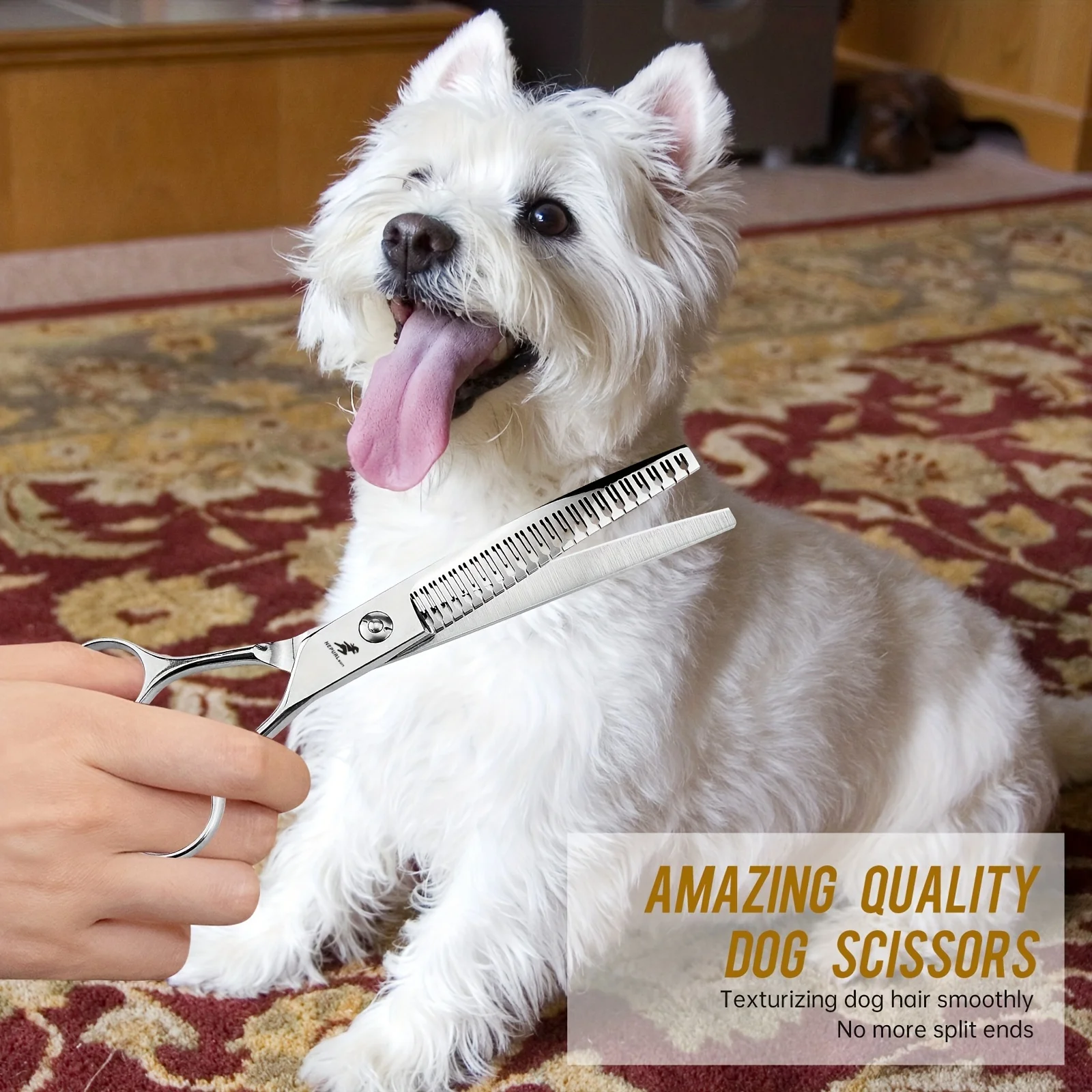 Dog Grooming Scissors Japan Stainless 7" Professional Pet Scissors Curved Chunker for Groomer Down Curve Thinning Shears