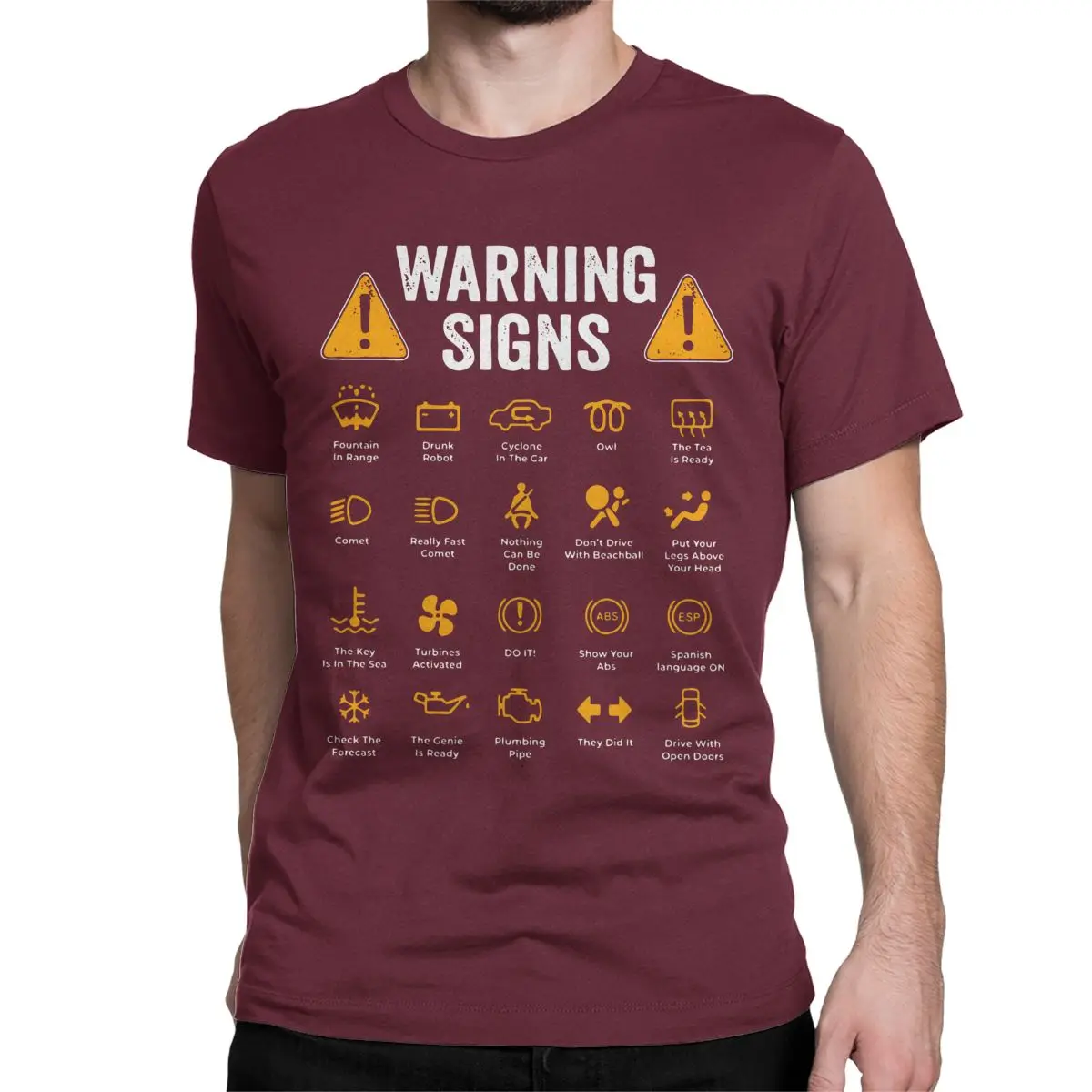 thumbnail image 1 of Camiseta de algodón de manga corta para hombre, con divertidas señales de advertencia de conducción, para mecánico de automóviles, tallas 4XL y 5XL., 1 of 7