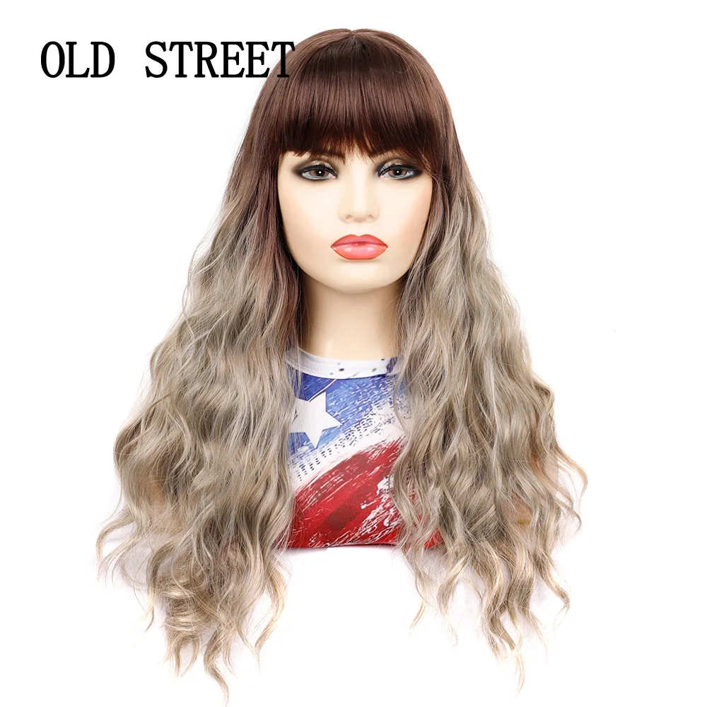 

Synthetic Body Wig Wave Ombre Blonde Heat Resistant Fiber Long Middle Part Natural Lolita Wigs For Woman Daily Cosplay