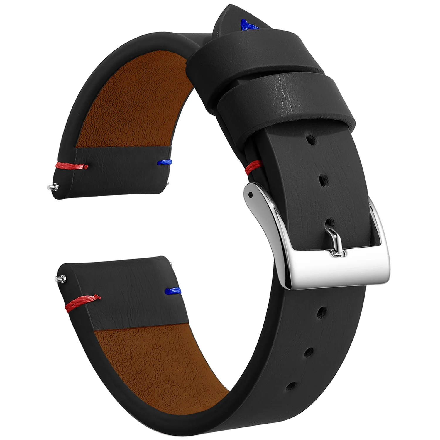 Vintage Leather Watch Band Strap with Stainless Steel Buckle