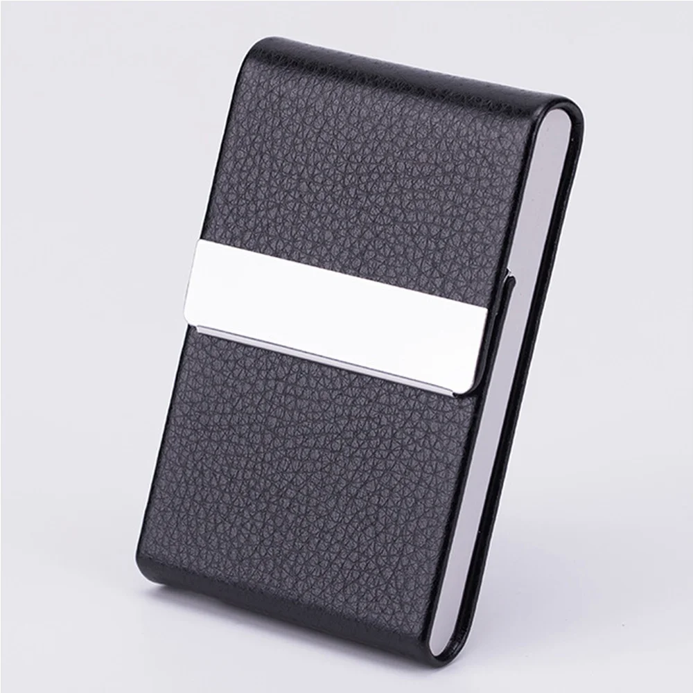 Slim PU Leather Business Card Holder Case with Magnetic Closure
