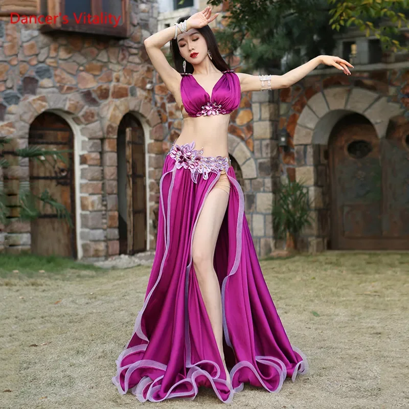 Costume de danse du ventre pour femme adulte, financièrement, performance  sur scène, ceinture de soutien-gorge, jupe Bellyylene Wear, nouveau,  ensemble de 3 pièces