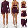 Hearuisavy Long Sleeve Workout Suit Sports Set Women Quick-Drying Gym Bra Set Women Short Tracksuit Running Workout Yoga Clothes