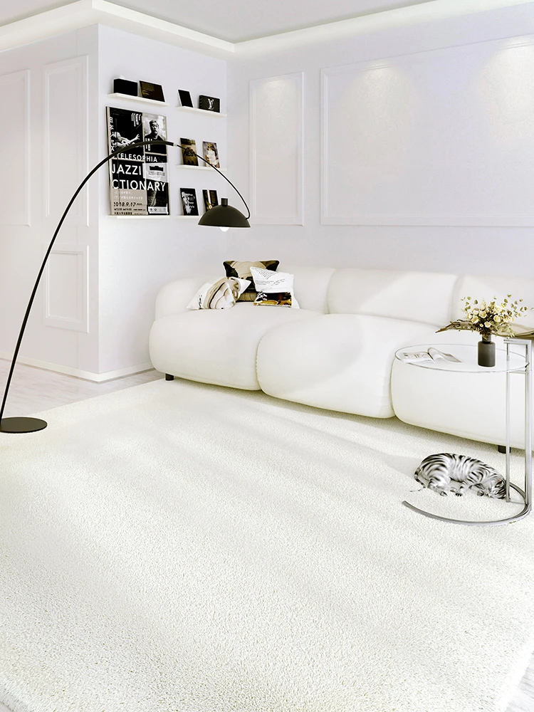 Pure White Carpet Minimalism Large Area Living Room Rug Comfortable