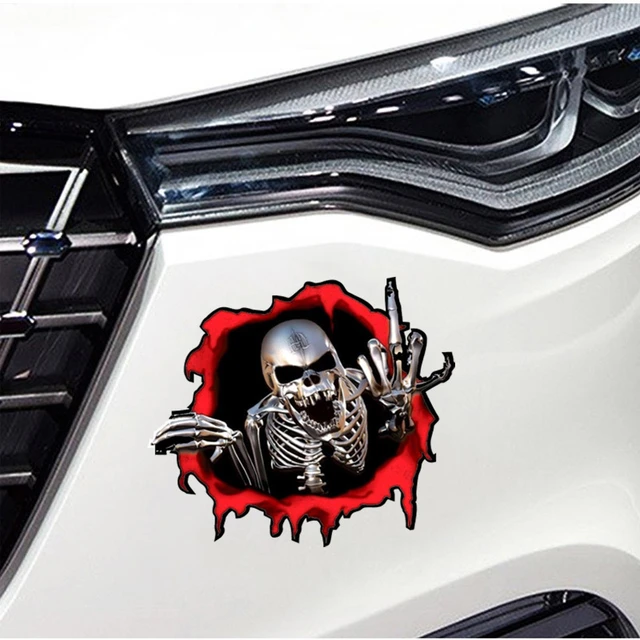 Personality Creative Car 3d Stickers Skeleton Scary Skull Skull In The  Bullet Hole Funny Colorful Stickers Auto Decals 15*14cm - Car Stickers -  AliExpress