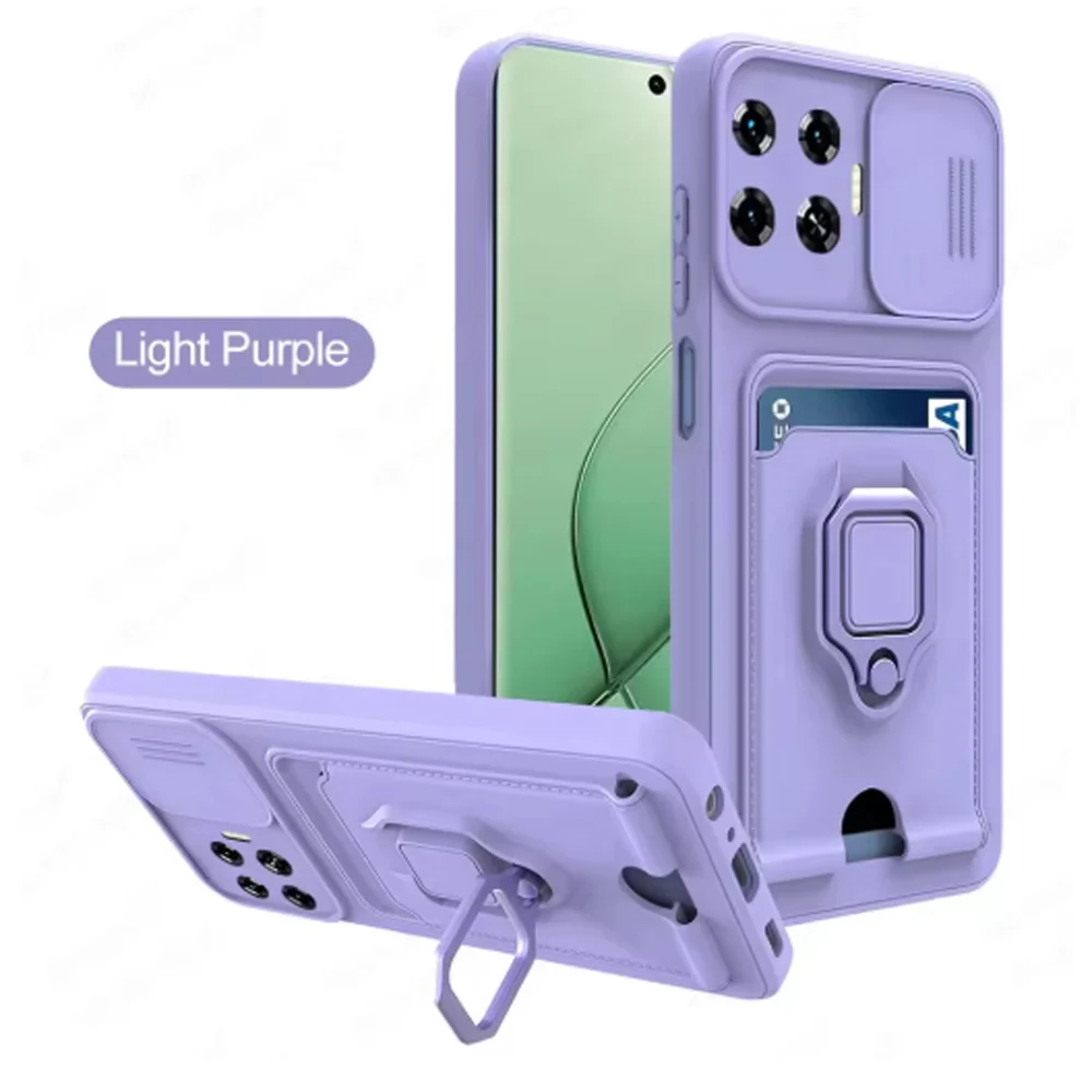 Enhanced TPU Soft Wallet Phone Case with Magnet Holder and 360° Ring