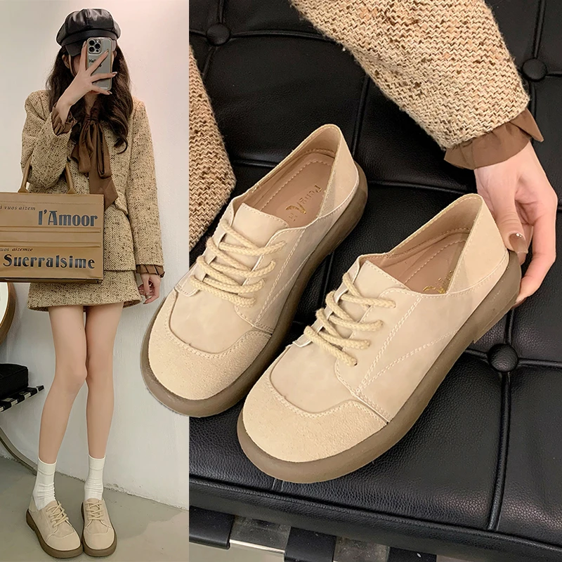 Step on Women 2024 Spring and Autumn New Style Step on Heels Ugly Cute Big Head Single Shoes Soft Sole Soft Top Flat Shoes