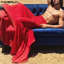 

Fashion All-match Simple New Men's Solid Comfortable Pantalons Male Lace Stitching Party Shows Fishtail Wide-leg Trousers S-5XL