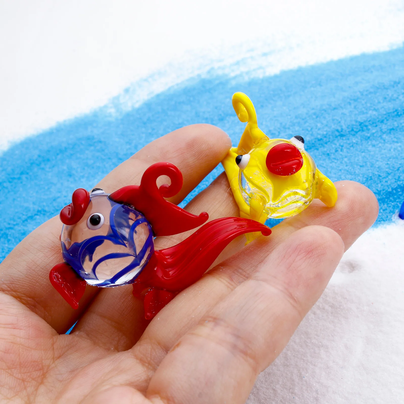 1 Stück 3D Goldfisch Lampwork Glas Ozean Schmuck Charms Halskette Anhänger Aquarium Dekor Zubehör DIY Handwerk Ornamente – Detail 3