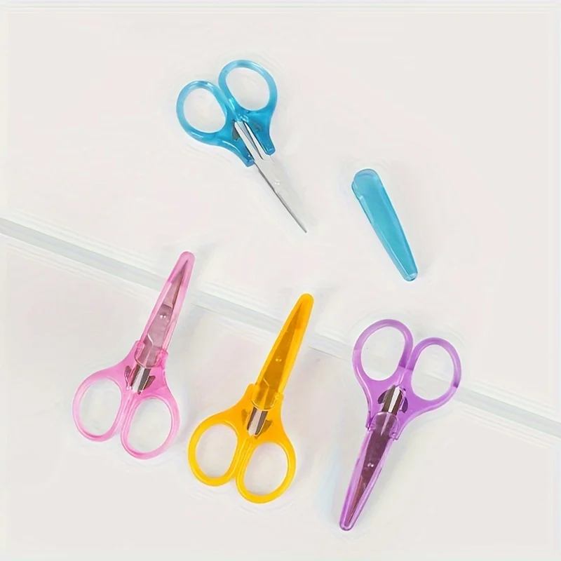 4pcs Precision Craft Scissors Stainless Steel Curved Straight Tips for Sewing Embroidery Paper Cutting with Protective Covers Sewing Scissors Sewing Supplies Craft Scissors Paper Scissors