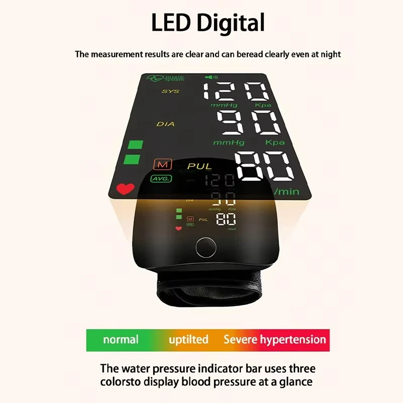 Blood Pressure Monitor Blood Pressure Meter LED Screen Wrist Blood Pressure Monitor