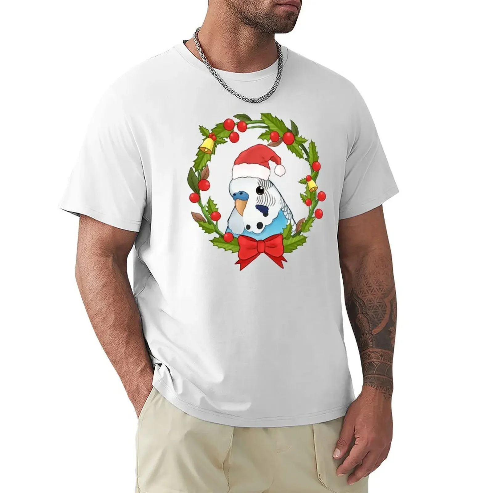 

Xmas Budgie T-shirt graphics customizeds mens graphic t-shirts