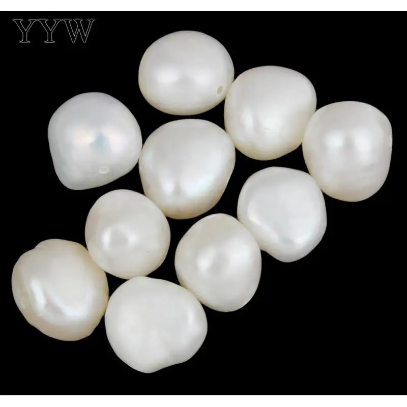 20pcs/Bag Wholesales Genuine Natural Freshwater 9-10mm Natural Hole:Approx 0.8mm White Baroque Freshwater Pearl Loose Bead