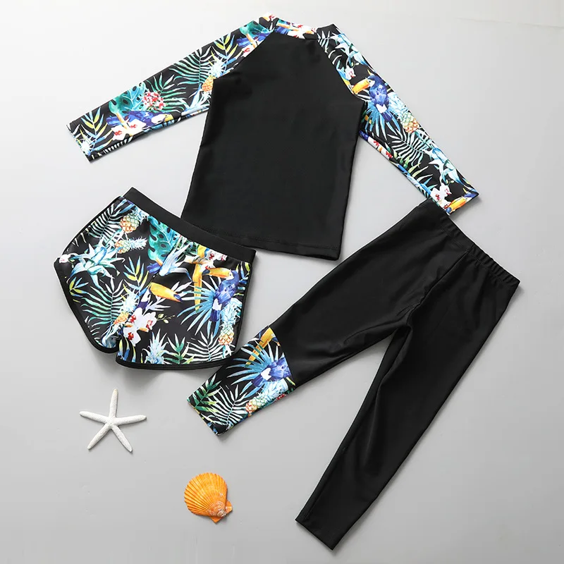 Children's swimsuit girls new plus fat plus size student swimsuit girls quick dry sun protection swimming three-piece set