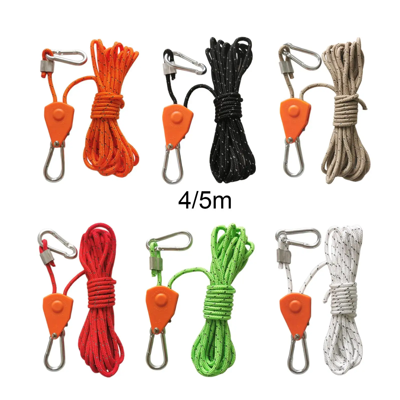 

Ratchet Pulley Rope Hanger Heavy Duty Tent Tie Downs Rope Hanger with Carabiner for Hiking Backpacking Climbing Tent Gardening