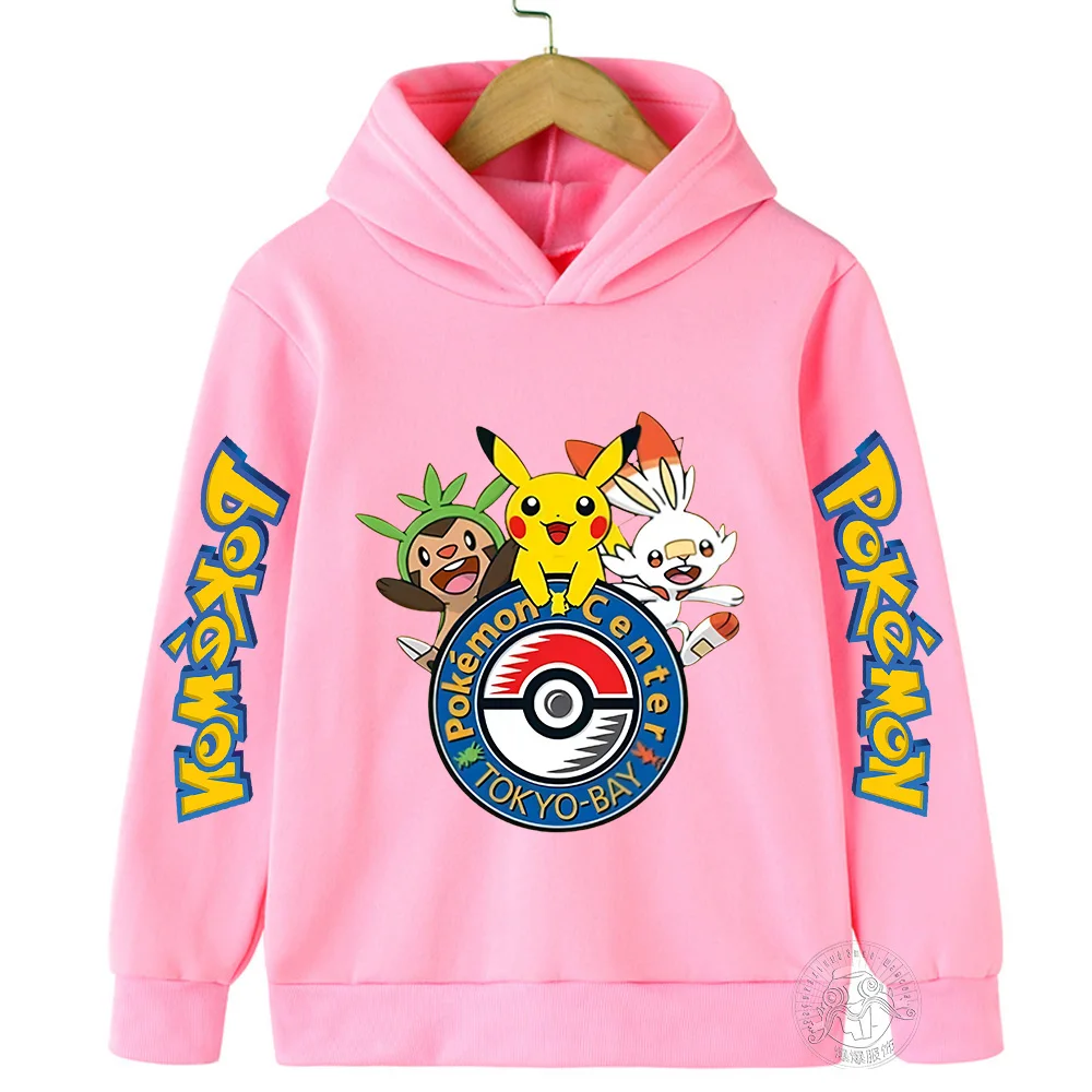 Pokémon Pikachu creative print hoodie for children aged 3-14 years old autumn street casual boys and girls pullover ​