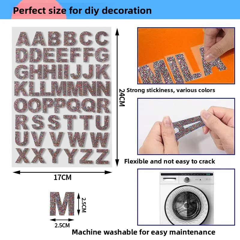 1개 아름다운 맞춤형 문자 열전사 패치 A-Z 스티커 쉽게 자를 수 있는 DIY 의류 스티커 열 패치 의류용