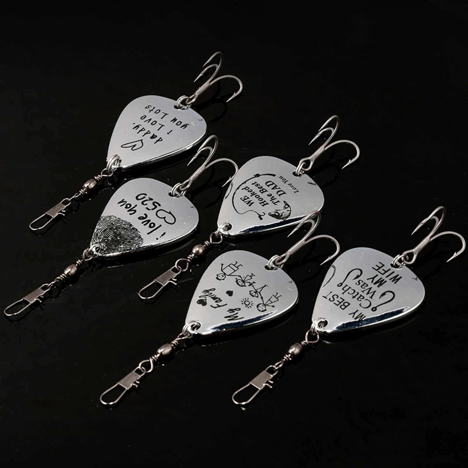 5pcs Metal Spoon Spinner Fishing Lure with Tackle Box Artificial Bait Hard Bait Fishing Gifts for Dad