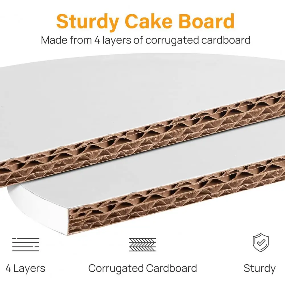 5Pcs/Set 8/10/12-Inch Cake Board Greaseproof Non-stick Food Grade Thick Corrugated Paper Cake Base Holder Plate Baking Supplies