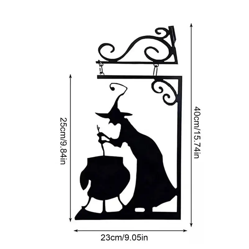 Magic House Decoration Witch Boiler Wall Hanging Silhouette Metal Pendant Leaky Cauldron Metal Sign Home Decorations