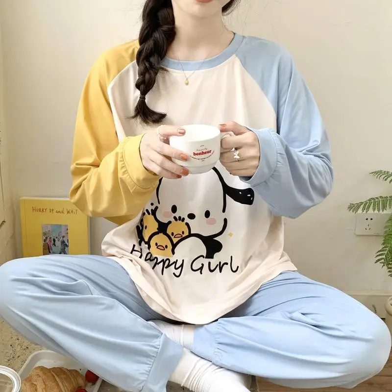 

23 Sanrio почтовый мультяшный женский с длинным рукавом милый осенний свободный комплект Y2K повседневная одежда модная Домашняя одежда Одежда для пар одежда спортивный костюм